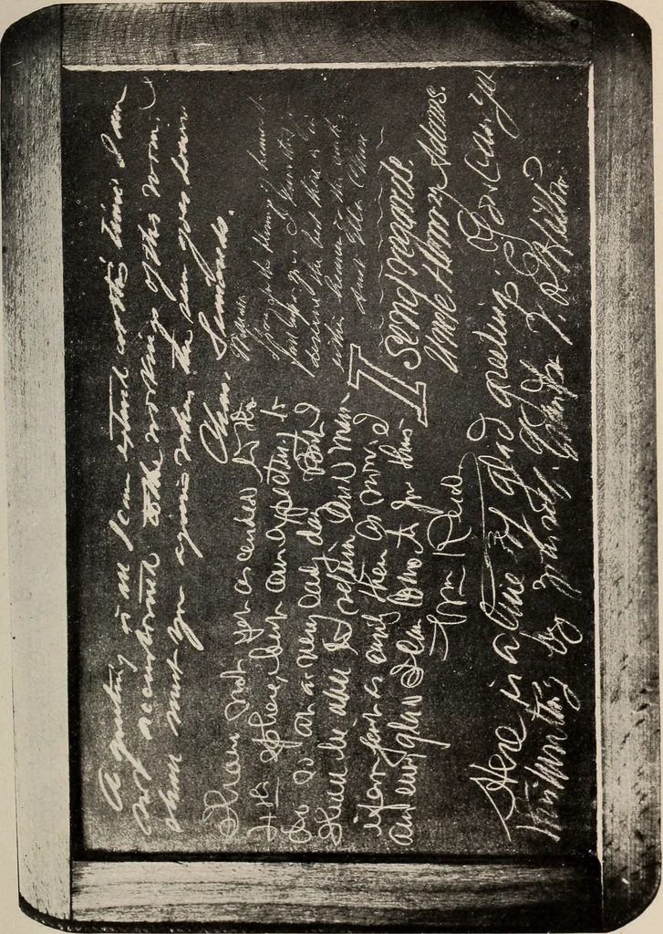An illustration from Photographic copies of written messages from the spirit world : more than one hundred written communications from those who dwell in spirit life, including messages from Henry Ward Beecher ... and many others : with commentaries concerning conditions which obtain in spirit life based upon facts gathered from these messages and from many other sources, 1918, leaf 68