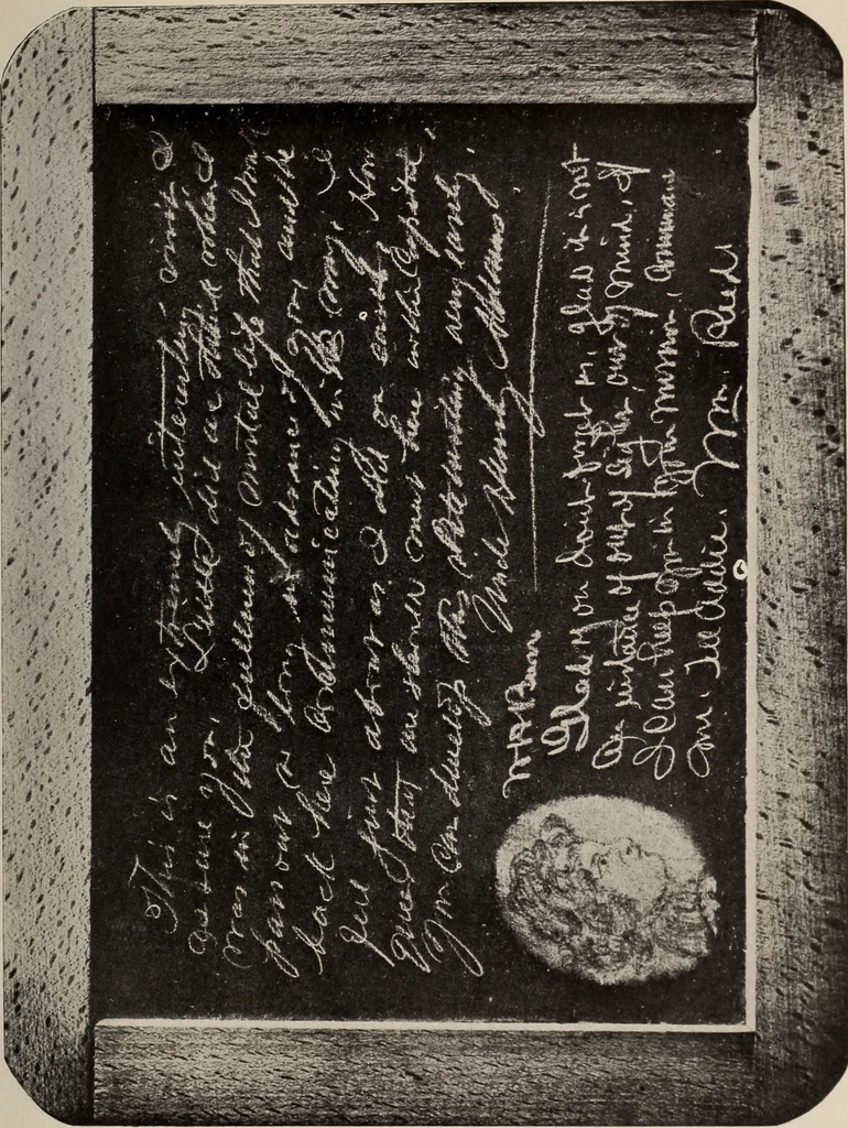 An illustration from Photographic copies of written messages from the spirit world : more than one hundred written communications from those who dwell in spirit life, including messages from Henry Ward Beecher ... and many others : with commentaries concerning conditions which obtain in spirit life based upon facts gathered from these messages and from many other sources, 1918, leaf 76