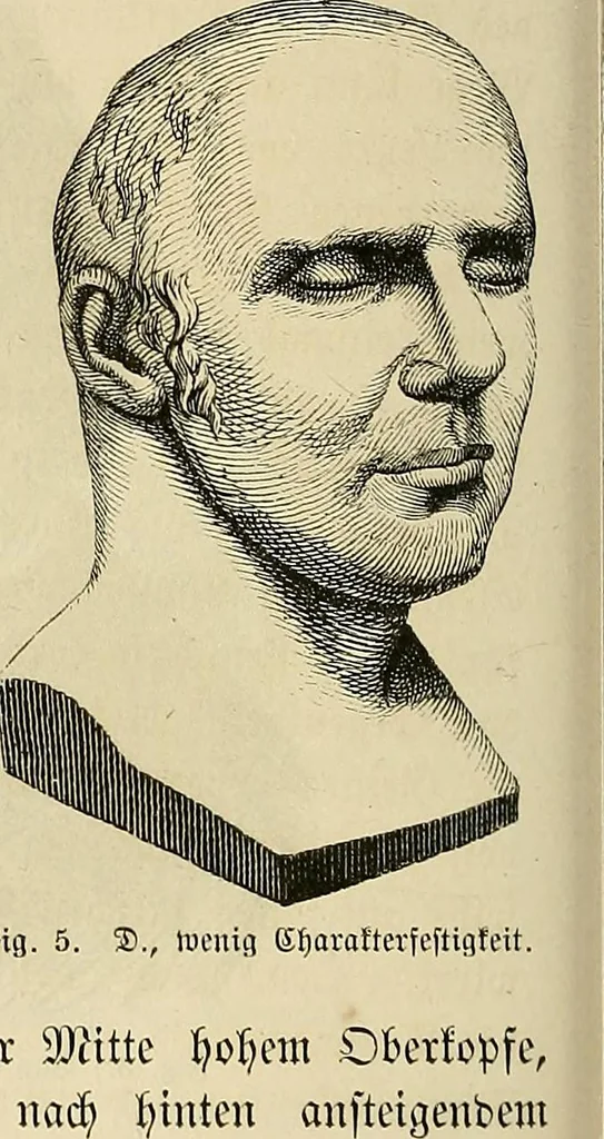 An illustration from Phrenologische Bilder : zur Naturlehre des menschlichen Geistes und deren Anwendung Wissenschaft und Leben, 1855, leaf 365