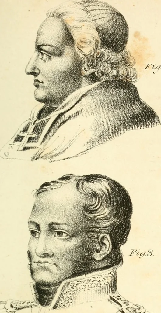 An illustration from Phrenology, in connection with the study of physiognomy, 1833, leaf 368