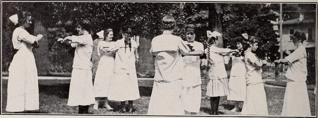 An illustration from Physical education complete for schools and playgrounds, 1915, leaf 181