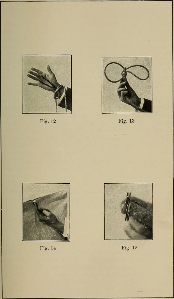 An illustration from The physical phenomena of spiritualism, fraudulent and genuine : being a brief account of the most important historical phenomena, a criticism of their evidential value, and a complete exposition of the methods employed in fraudulently reproducing the same, 1907, leaf 188