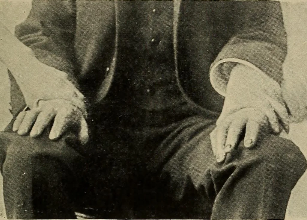 An illustration from The physical phenomena of spiritualism, fraudulent and genuine : being a brief account of the most important historical phenomena, a criticism of their evidential value, and a complete exposition of the methods employed in fraudulently reproducing the same, 1907, leaf 218