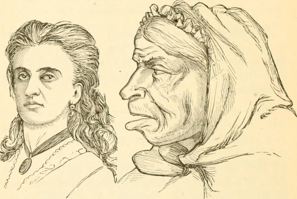 An illustration from Physiognomy illustrated ; or, Nature's revelations of character : a description of the mental, moral, and volitive dispositions of mankind, as manifested in the human form and countenance, 1891, leaf 201
