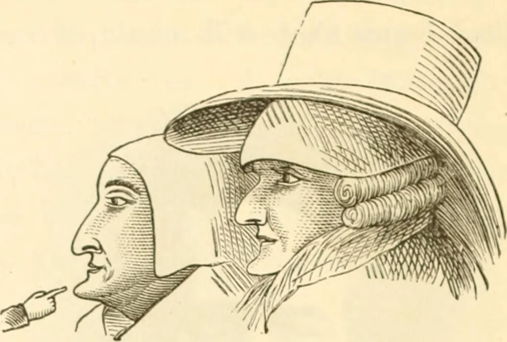 An illustration from Physiognomy illustrated ; or, Nature's revelations of character : a description of the mental, moral, and volitive dispositions of mankind, as manifested in the human form and countenance, 1891, leaf 211