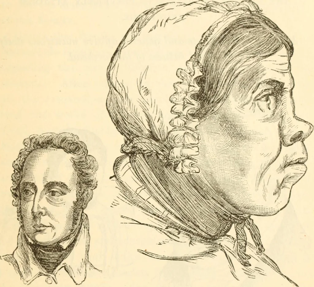 An illustration from Physiognomy illustrated ; or, Nature's revelations of character : a description of the mental, moral, and volitive dispositions of mankind, as manifested in the human form and countenance, 1891, leaf 254