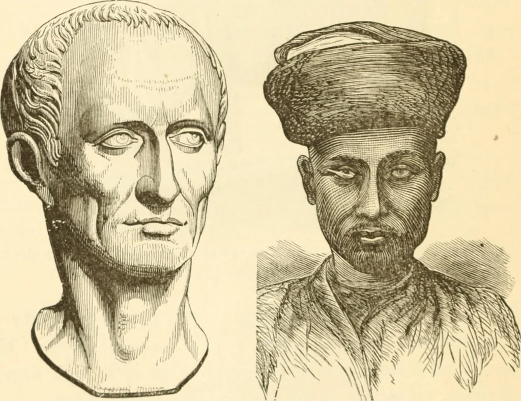 An illustration from Physiognomy illustrated ; or, Nature's revelations of character : a description of the mental, moral, and volitive dispositions of mankind, as manifested in the human form and countenance, 1891, leaf 269