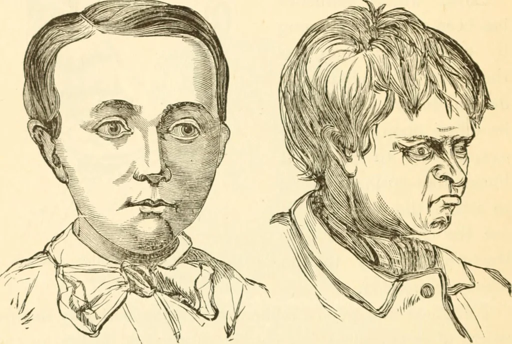 An illustration from Physiognomy illustrated ; or, Nature's revelations of character : a description of the mental, moral, and volitive dispositions of mankind, as manifested in the human form and countenance, 1891, leaf 319