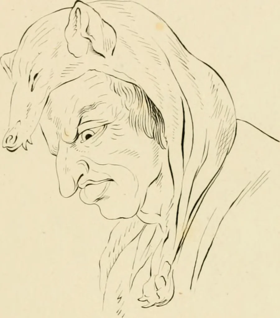 An illustration from Physiognomical sketches by Lavater, 1802, leaf 64