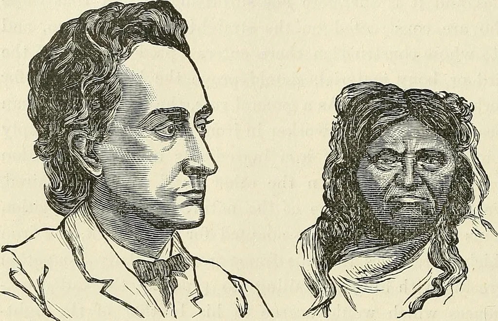An illustration from Physiognomy illustrated; or, nature's revelations of character. A description of the mental, moral, and volitive dispositions of mankind, as manifested in the human form and countenance, 1887, leaf 217