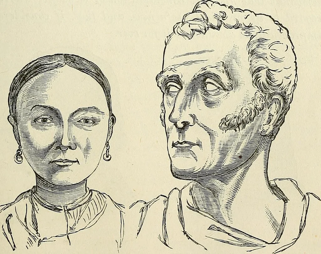 An illustration from Physiognomy illustrated; or, nature's revelations of character. A description of the mental, moral, and volitive dispositions of mankind, as manifested in the human form and countenance, 1887, leaf 234
