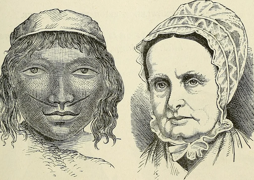 An illustration from Physiognomy illustrated; or, nature's revelations of character. A description of the mental, moral, and volitive dispositions of mankind, as manifested in the human form and countenance, 1887, leaf 250