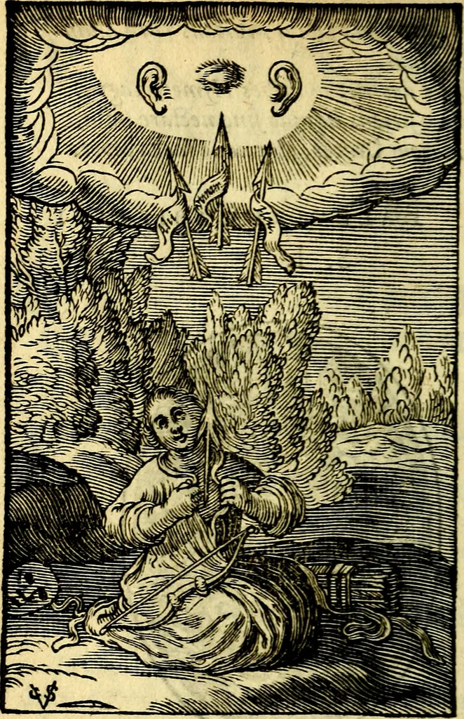 An illustration from Pia desideria; emblematis, elegiis & affectibus SS. Patrum illustrata, 1628, leaf 25