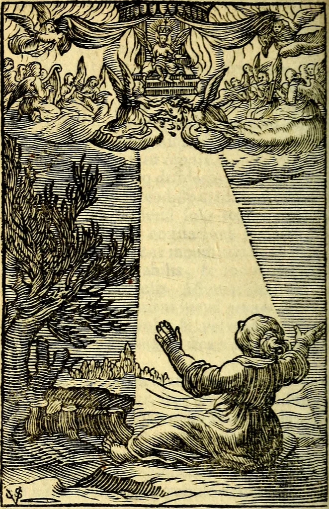 An illustration from Pia desideria; emblematis, elegiis & affectibus SS. Patrum illustrata, 1628, leaf 453
