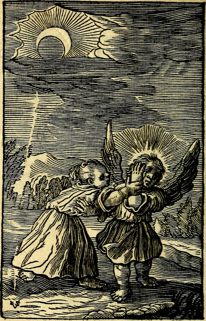An illustration from Pia desideria; emblematis, elegiis & affectibus SS. Patrum illustrata, 1628, leaf 87