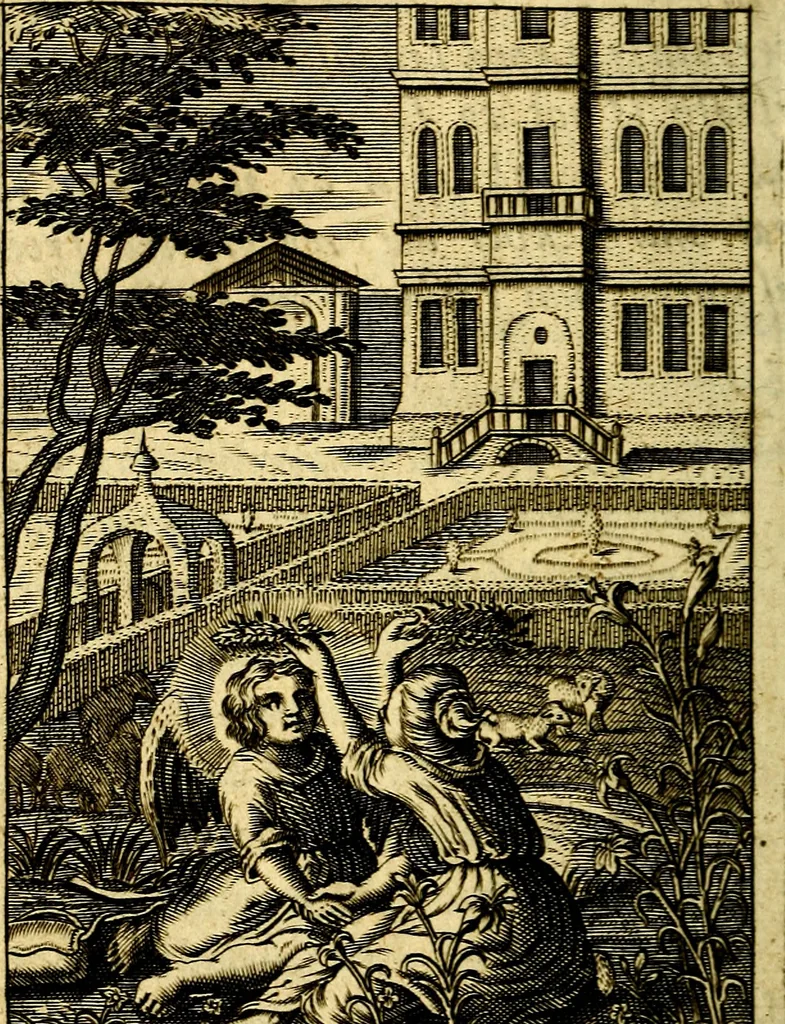 An illustration from Pia desideria; or, Divine addresses, in three books. Illustrated with XLVII. copper-plates, 1690, leaf 173