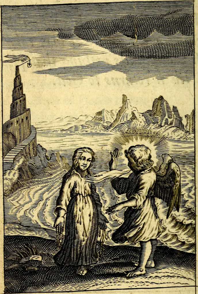 An illustration from Pia desideria; or, Divine addresses, in three books. Illustrated with XLVII. copper-plates, 1690, leaf 185
