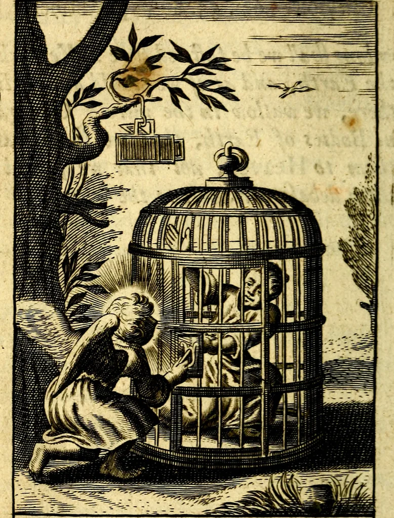 An illustration from Pia desideria; or, Divine addresses, in three books. Illustrated with XLVII. copper-plates, 1690, leaf 213