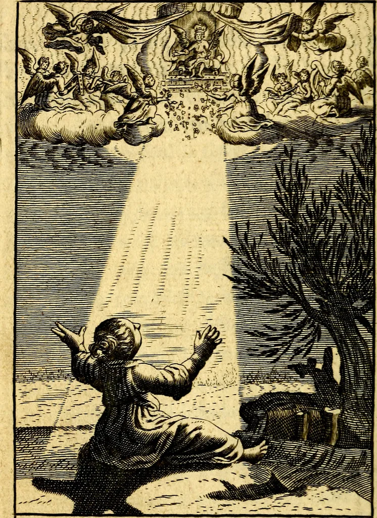 An illustration from Pia desideria; or, Divine addresses, in three books. Illustrated with XLVII. copper-plates, 1690, leaf 237