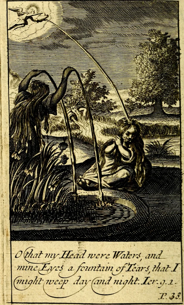 An illustration from Pia desideria; or, Divine addresses, in three books. Illustrated with XLVII. copper-plates, 1690, leaf 47