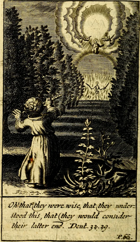 An illustration from Pia desideria; or, Divine addresses, in three books. Illustrated with XLVII. copper-plates, 1690, leaf 75