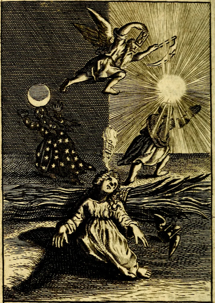 An illustration from Pia desideria; or, Divine addresses, in three books. Illustrated with XLVII. copper-plates, 1690, leaf 81