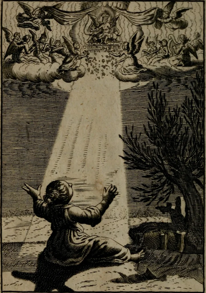 An illustration from Pia desideria: or, divine addresses : in three books. Illustrated with XLVII. copper-plates, 1690, leaf 243