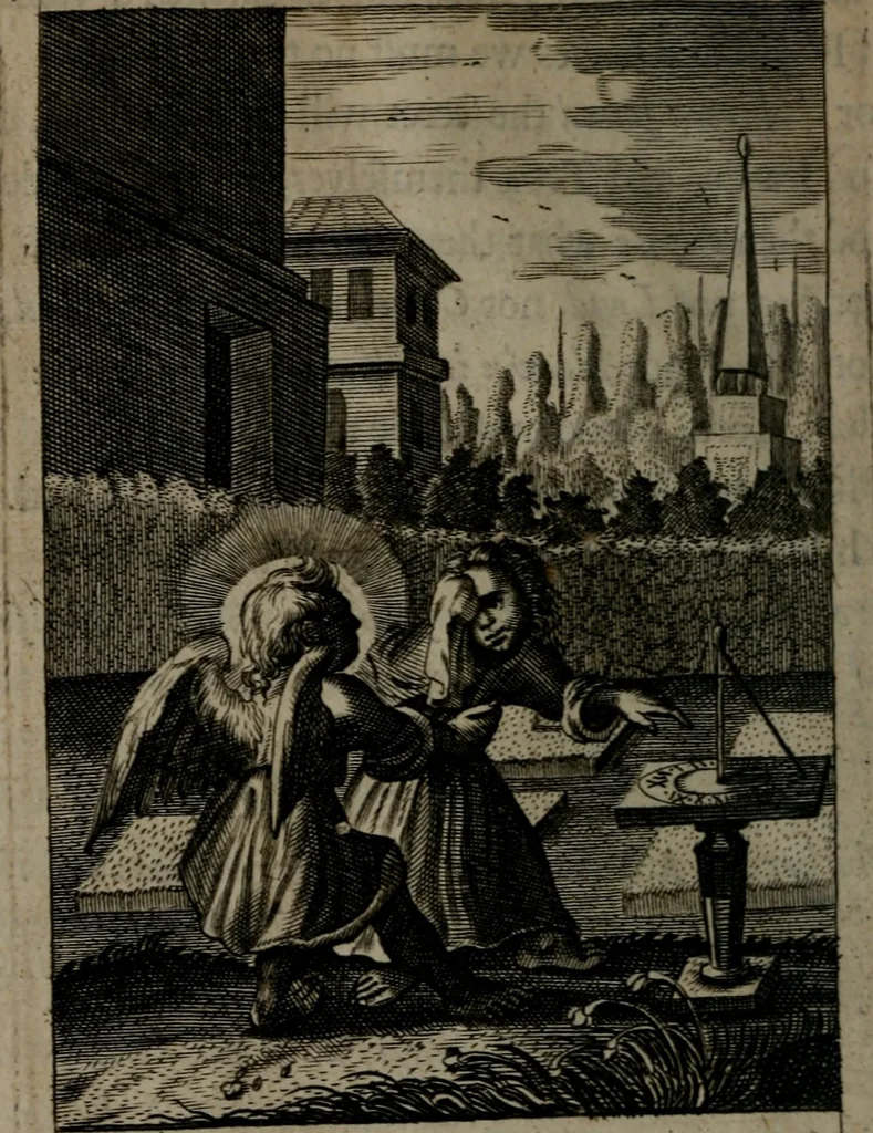 An illustration from Pia desideria: or, divine addresses : in three books. Illustrated with XLVII. copper-plates, 1690, leaf 77