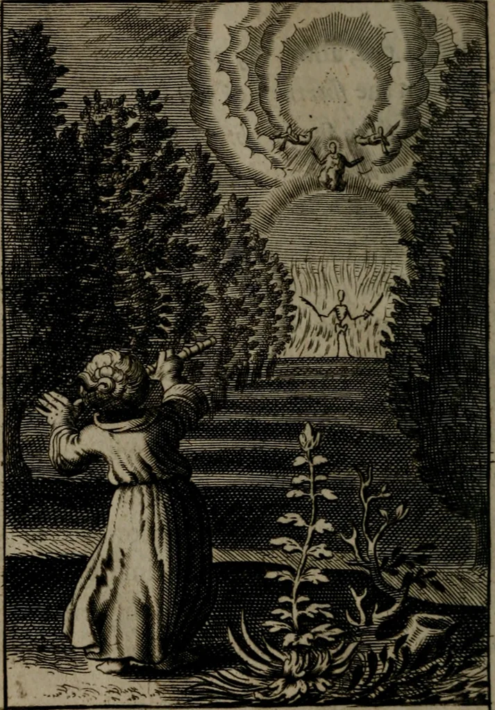 An illustration from Pia desideria: or, divine addresses : in three books. Illustrated with XLVII. copper-plates, 1690, leaf 81