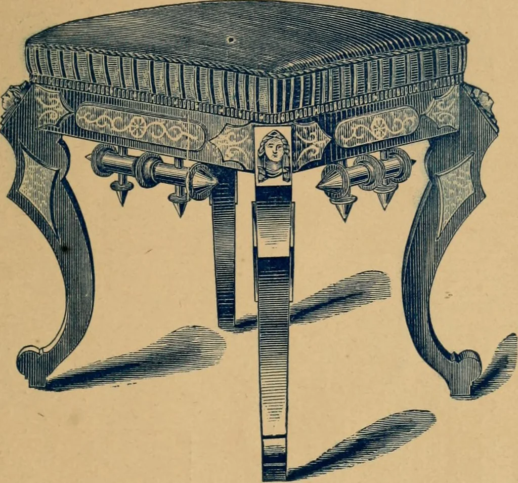 An illustration from Piano stool catalogue and wholesale price list., 1877, leaf 10