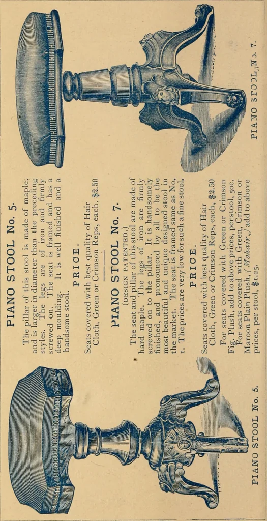 An illustration from Piano stool catalogue and wholesale price list., 1877, leaf 5