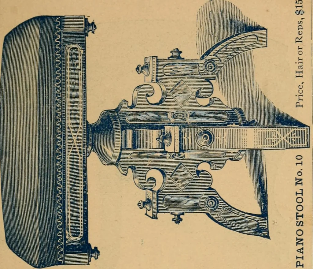 An illustration from Piano stool catalogue and wholesale price list., 1877, leaf 8