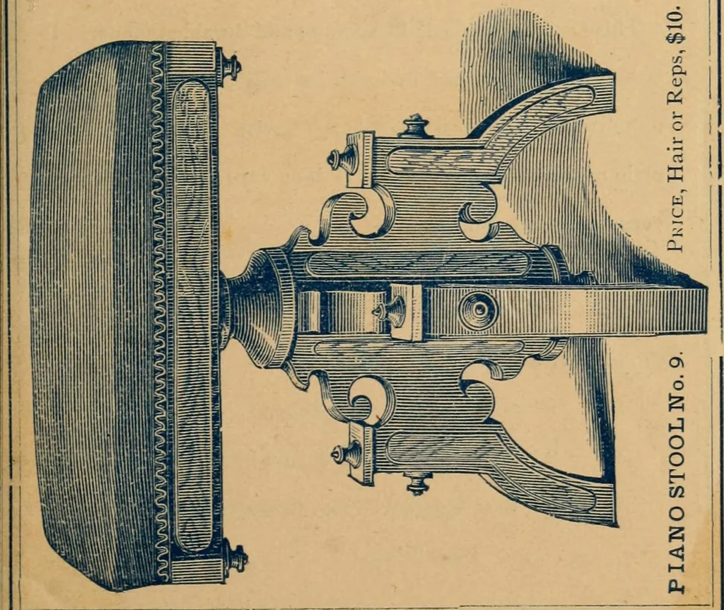 An illustration from Piano stool catalogue and wholesale price list., 1877, leaf 8