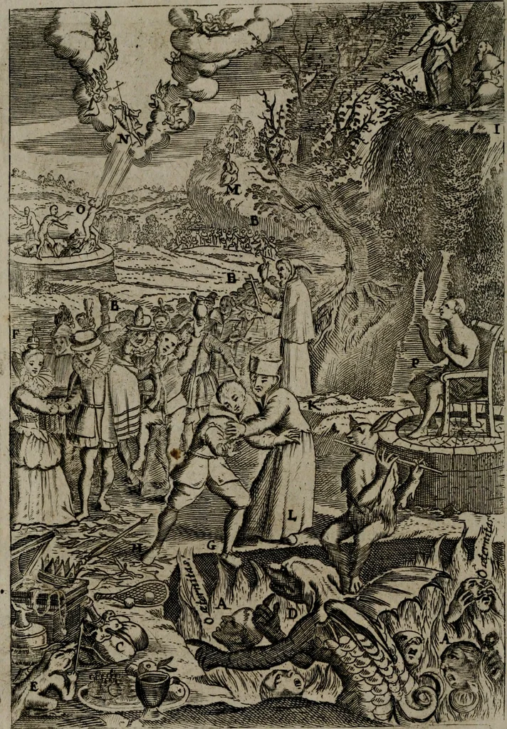 An illustration from Piæ considerationes ad declinandvm à malo et faciendvm bonvm, cum iconibus Viæ vitæ æernæ, 1672, leaf 103