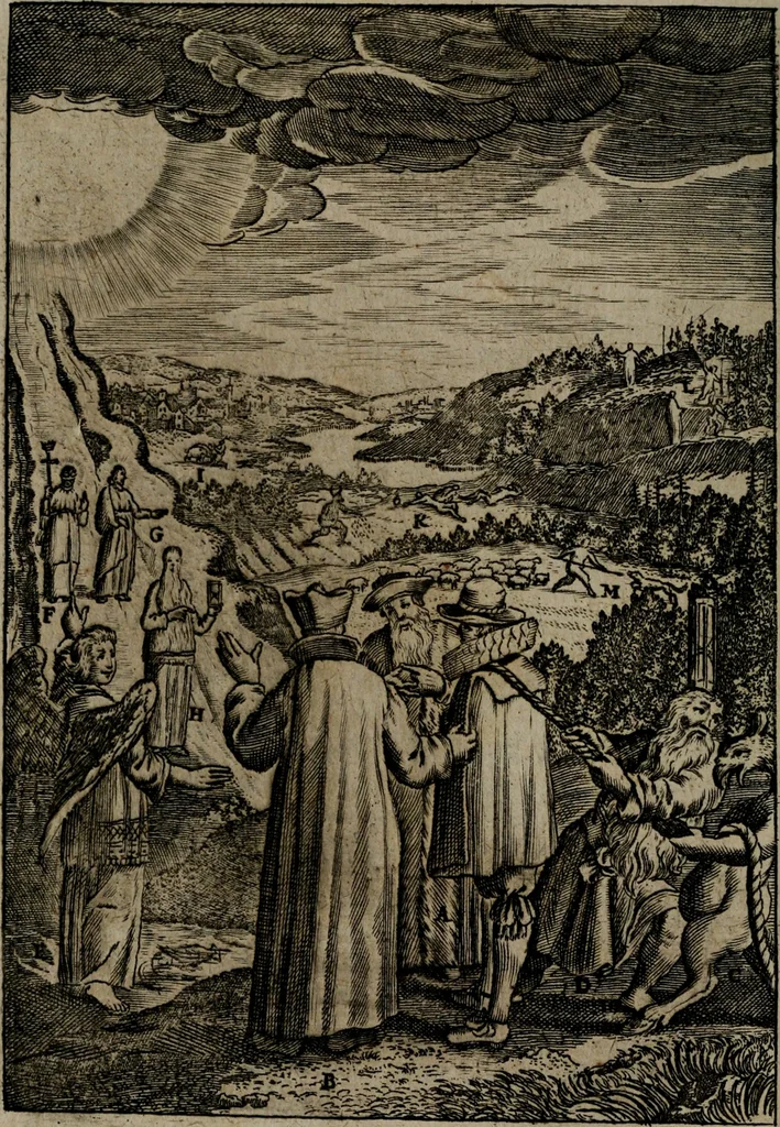 An illustration from Piæ considerationes ad declinandvm à malo et faciendvm bonvm, cum iconibus Viæ vitæ æernæ, 1672, leaf 111