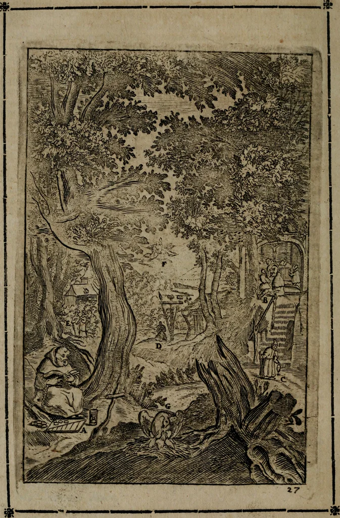 An illustration from Piæ considerationes ad declinandvm à malo et faciendvm bonvm, cum iconibus Viæ vitæ æernæ, 1672, leaf 119