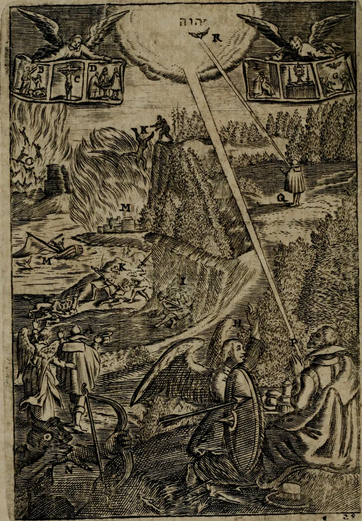 An illustration from Piæ considerationes ad declinandvm à malo et faciendvm bonvm, cum iconibus Viæ vitæ æernæ, 1672, leaf 123