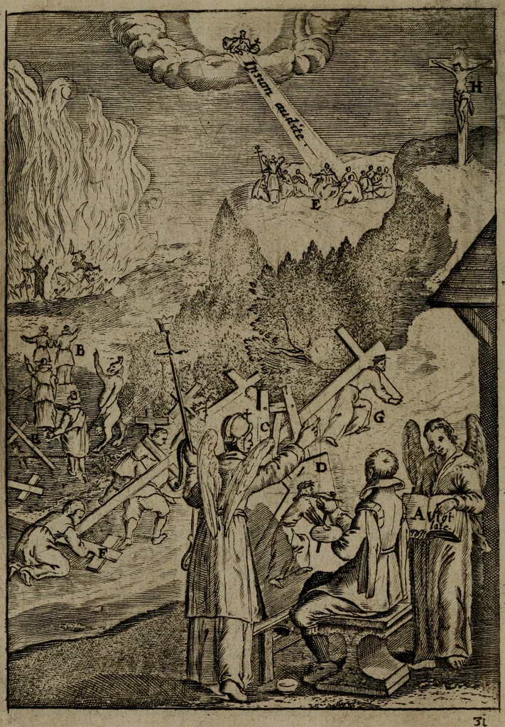 An illustration from Piæ considerationes ad declinandvm à malo et faciendvm bonvm, cum iconibus Viæ vitæ æernæ, 1672, leaf 135