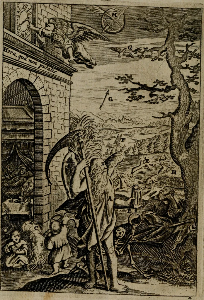 An illustration from Piæ considerationes ad declinandvm à malo et faciendvm bonvm, cum iconibus Viæ vitæ æernæ, 1672, leaf 27