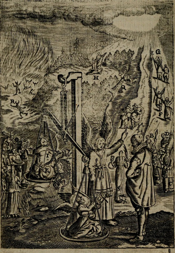 An illustration from Piæ considerationes ad declinandvm à malo et faciendvm bonvm, cum iconibus Viæ vitæ æernæ, 1672, leaf 43