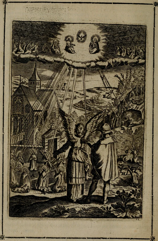 An illustration from Piæ considerationes ad declinandvm à malo et faciendvm bonvm, cum iconibus Viæ vitæ æernæ, 1672, leaf 59
