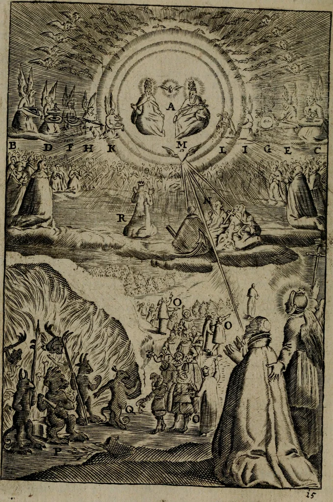 An illustration from Piæ considerationes ad declinandvm à malo et faciendvm bonvm, cum iconibus Viæ vitæ æernæ, 1672, leaf 71