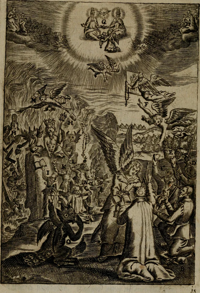 An illustration from Piæ considerationes ad declinandvm à malo et faciendvm bonvm, cum iconibus Viæ vitæ æernæ, 1672, leaf 83
