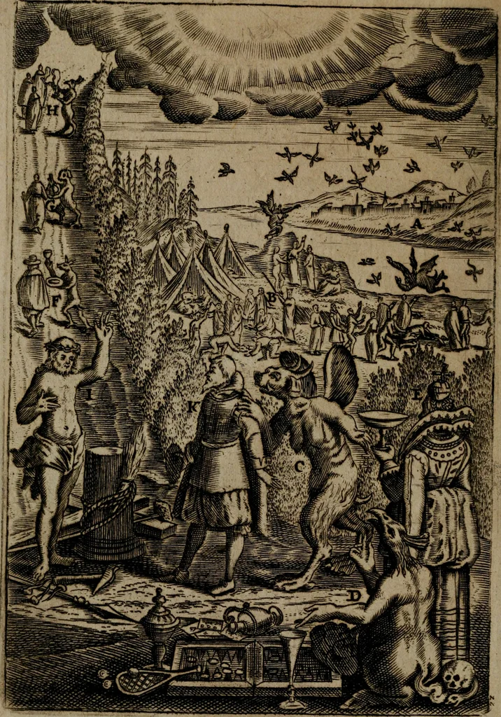 An illustration from Piæ considerationes ad declinandvm à malo et faciendvm bonvm, cum iconibus Viæ vitæ æernæ, 1672, leaf 99