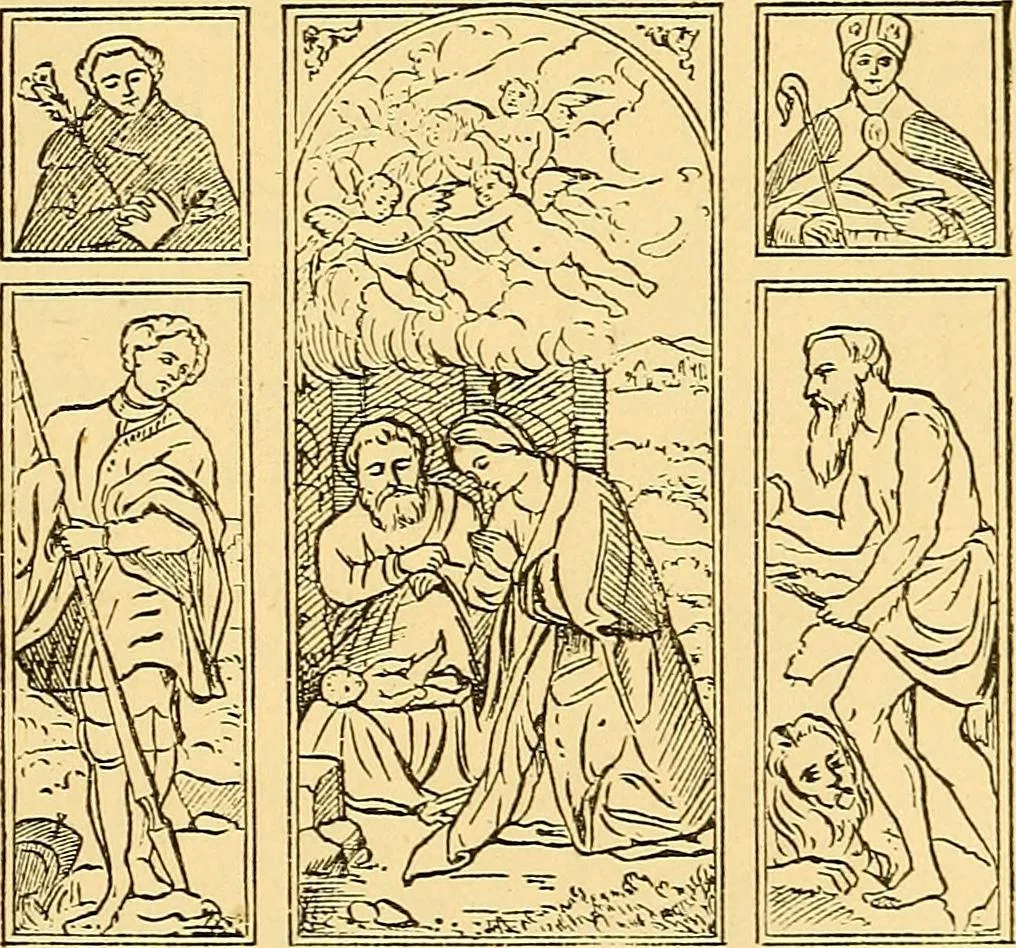 An illustration from Pictorial notes in the National Gallery, 1877, leaf 166