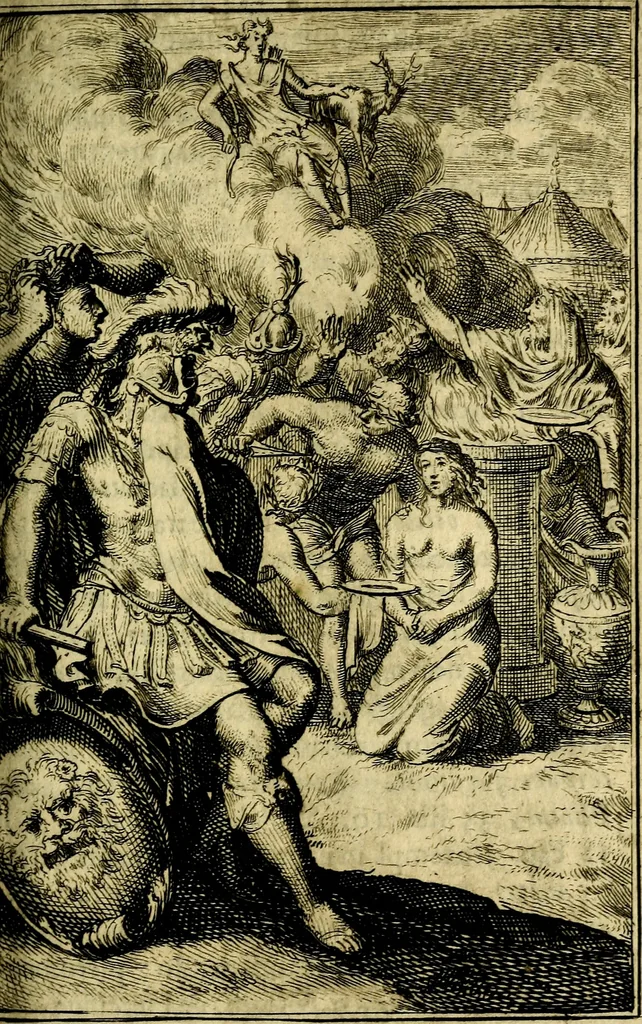 An illustration from Pictura loquens; sive, Heroicarum tabularum Hadriani Schoonebeeck, enarratio et explicatio, 1695, leaf 128