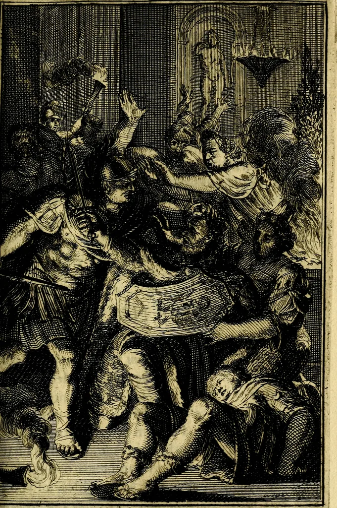 An illustration from Pictura loquens; sive, Heroicarum tabularum Hadriani Schoonebeeck, enarratio et explicatio, 1695, leaf 140