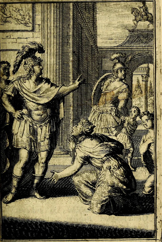 An illustration from Pictura loquens; sive, Heroicarum tabularum Hadriani Schoonebeeck, enarratio et explicatio, 1695, leaf 144