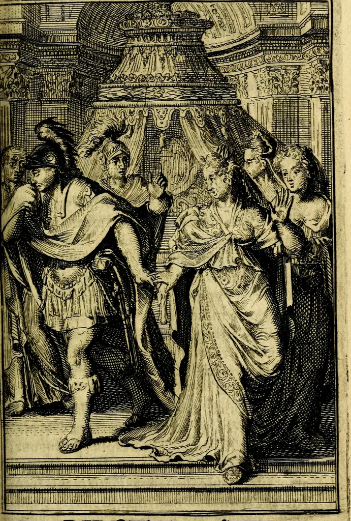 An illustration from Pictura loquens; sive, Heroicarum tabularum Hadriani Schoonebeeck, enarratio et explicatio, 1695, leaf 160