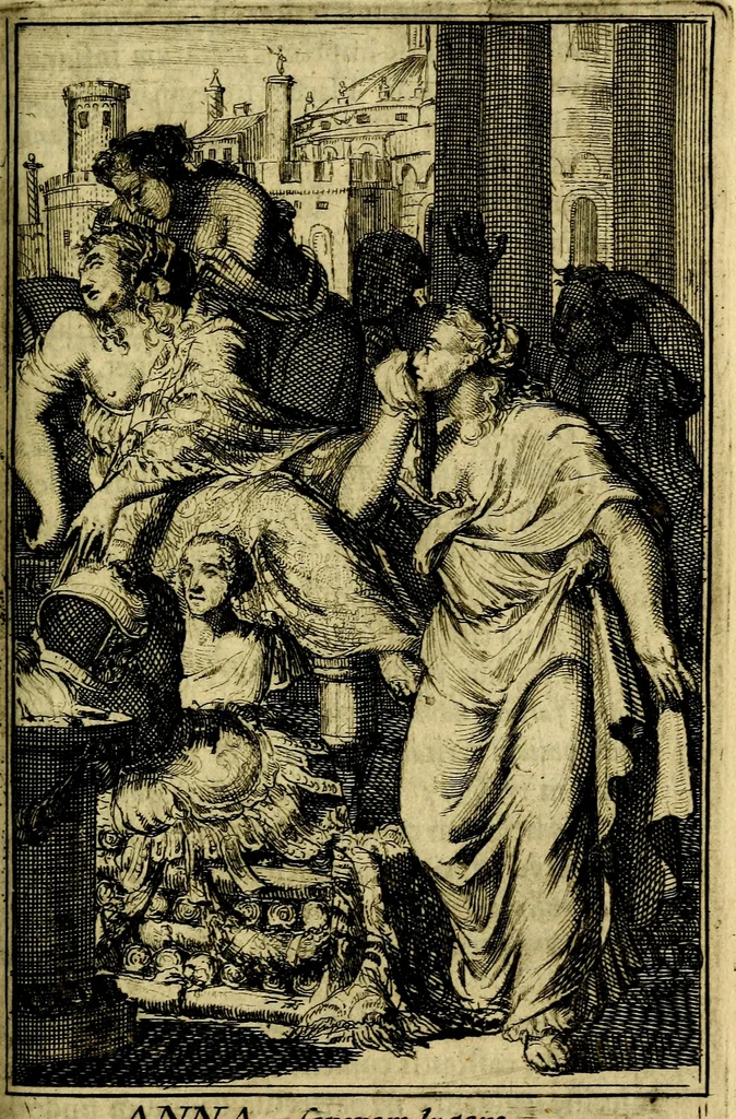 An illustration from Pictura loquens; sive, Heroicarum tabularum Hadriani Schoonebeeck, enarratio et explicatio, 1695, leaf 164